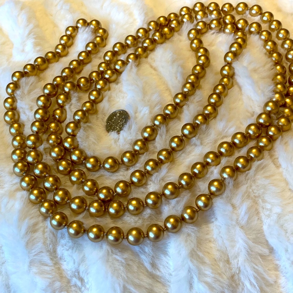 Goldtone Faux Pearl Continuous Strand Necklace